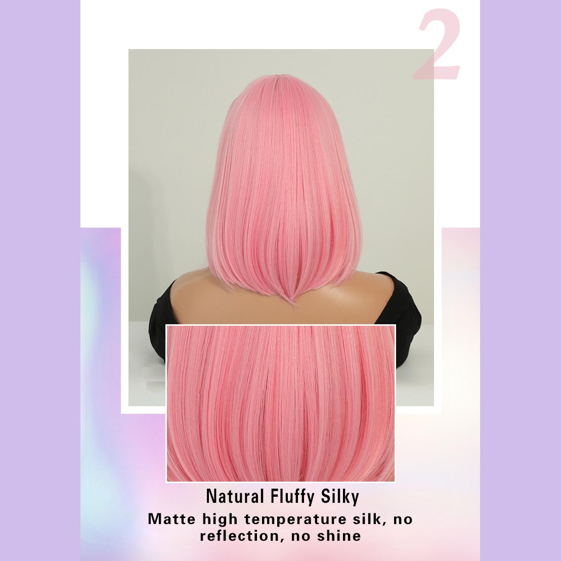 Bob Pink Short Straight Wig