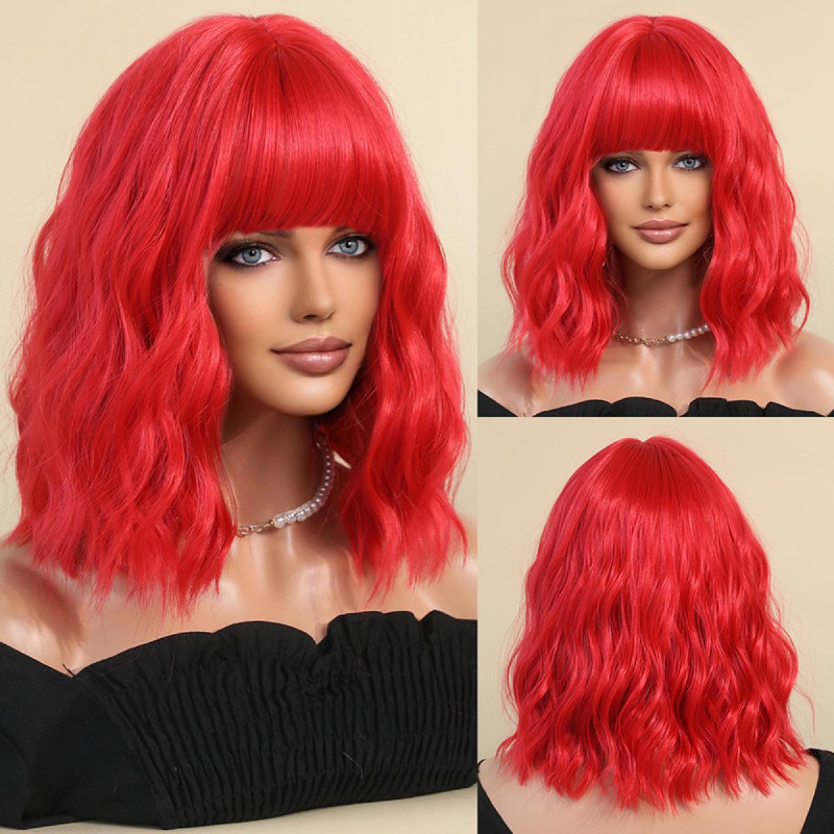 Orange Air Bangs Short Wave Wig