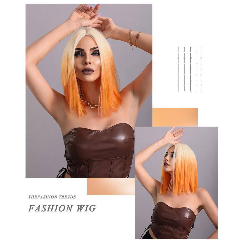 Lace Front Hand-Woven Orange Ombre Wig