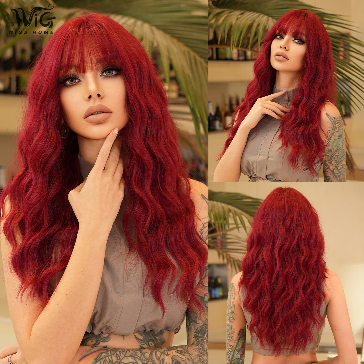 Halloween Crimson Long Wavy Wig