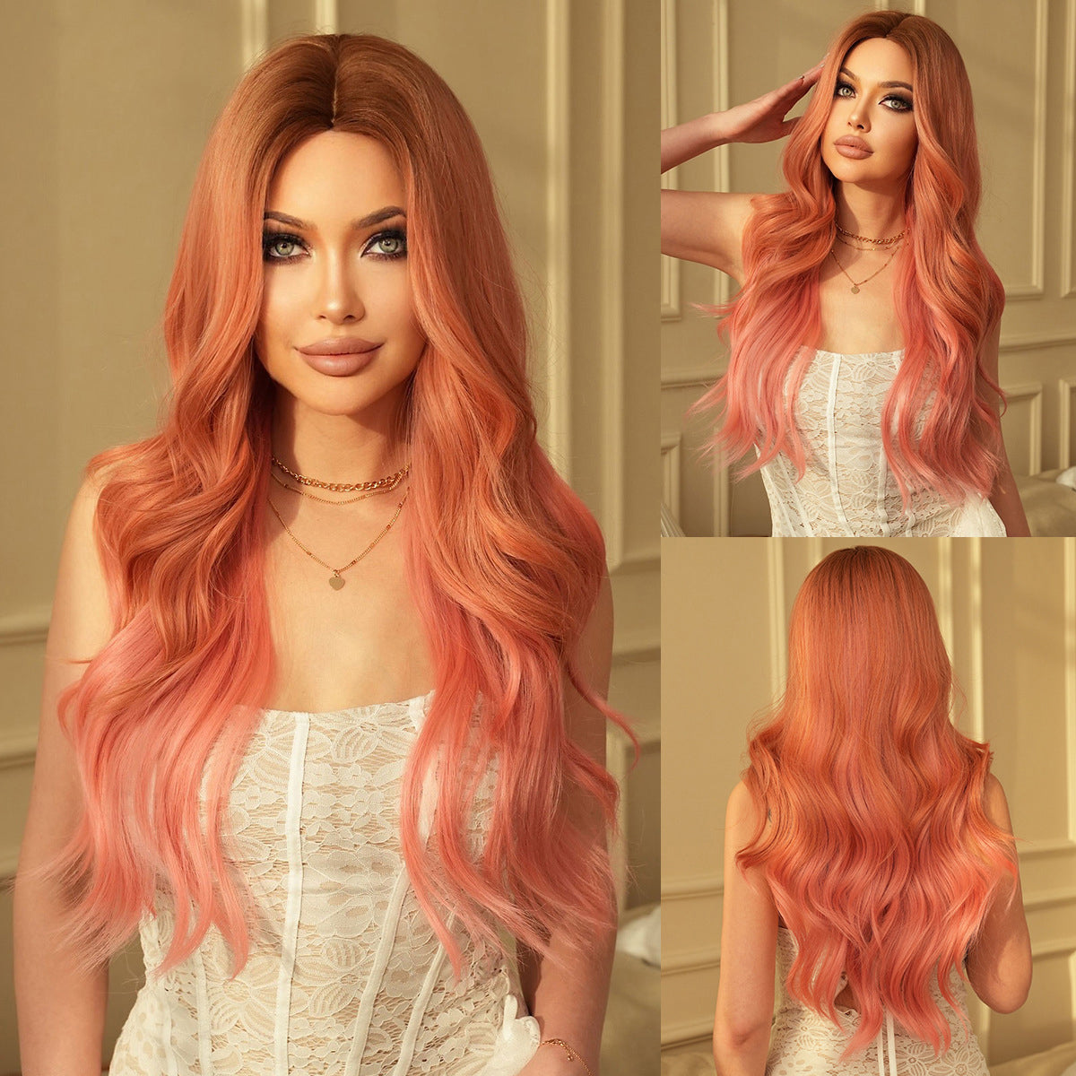 Halloween Ombre Pink Wavy Wig