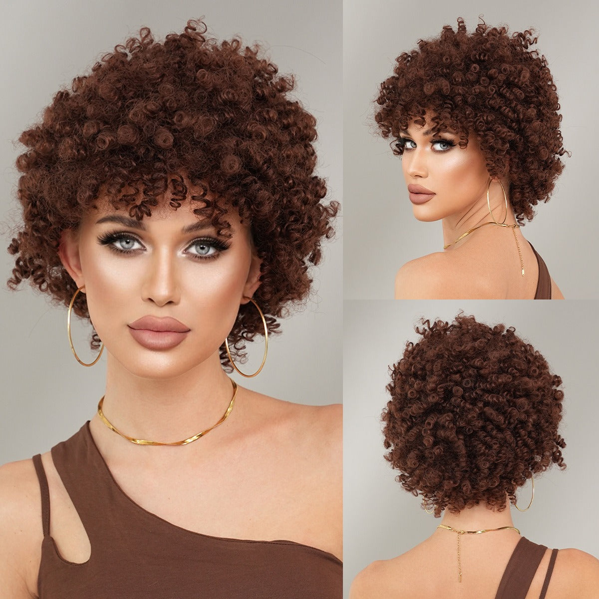 Elf Spring Coil Brown Short Wig