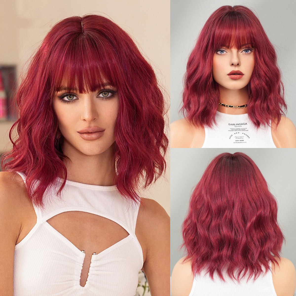 Wine Red Wavy Wig