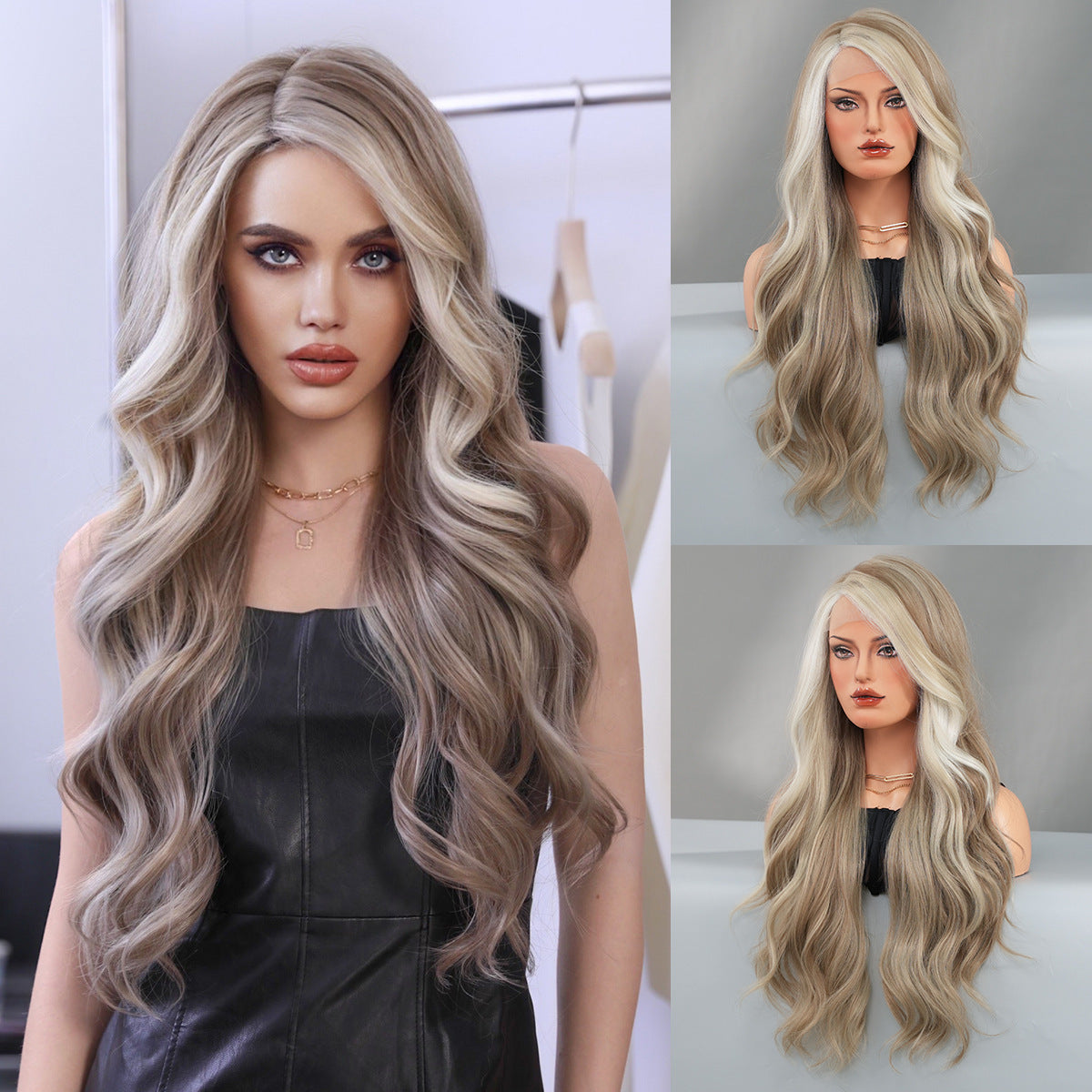 Lace Front Hand-Woven Black Wavy Wig