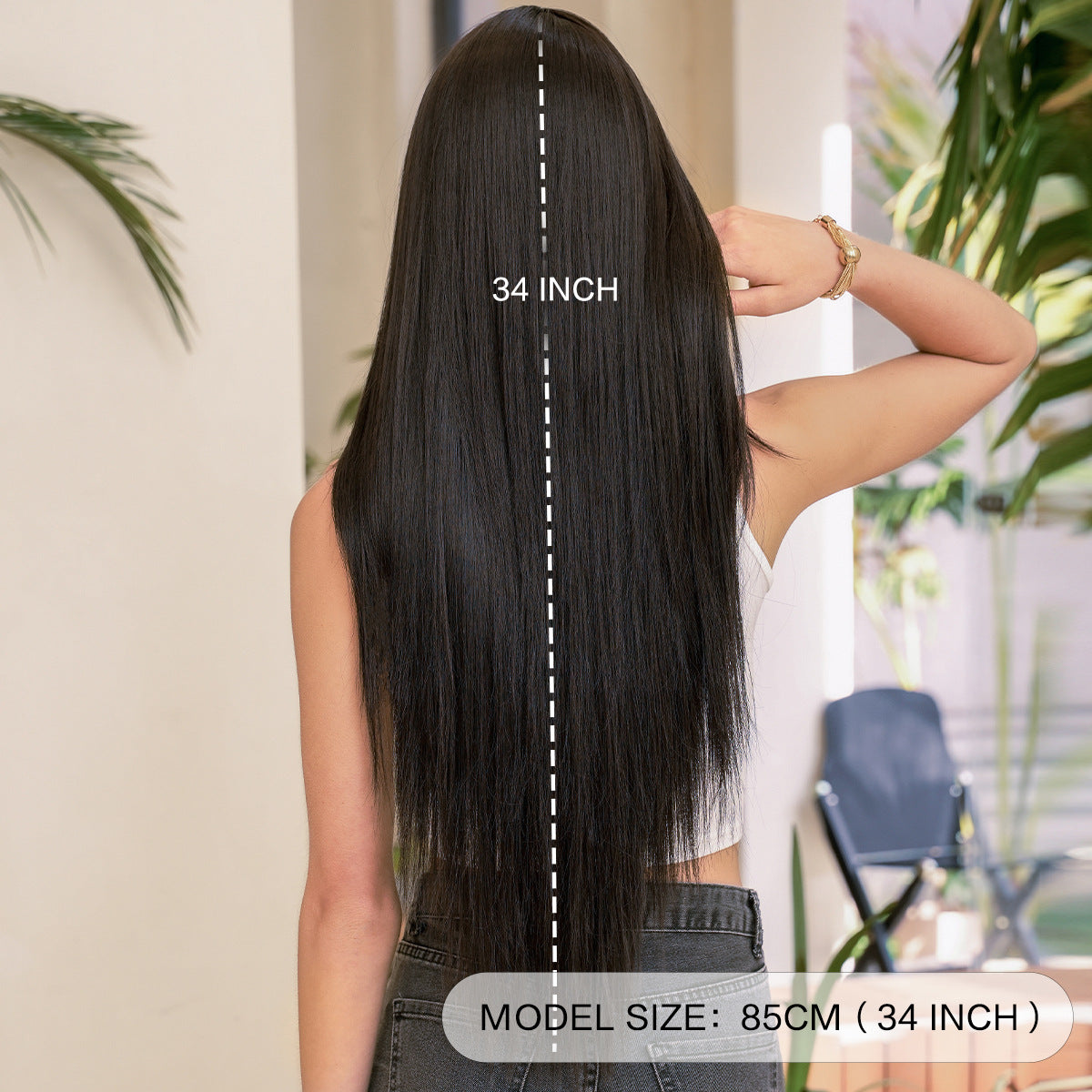 Extra Long Black Straight Wig