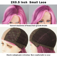 Lace Hand-woven Rose Pink Ombre Wig