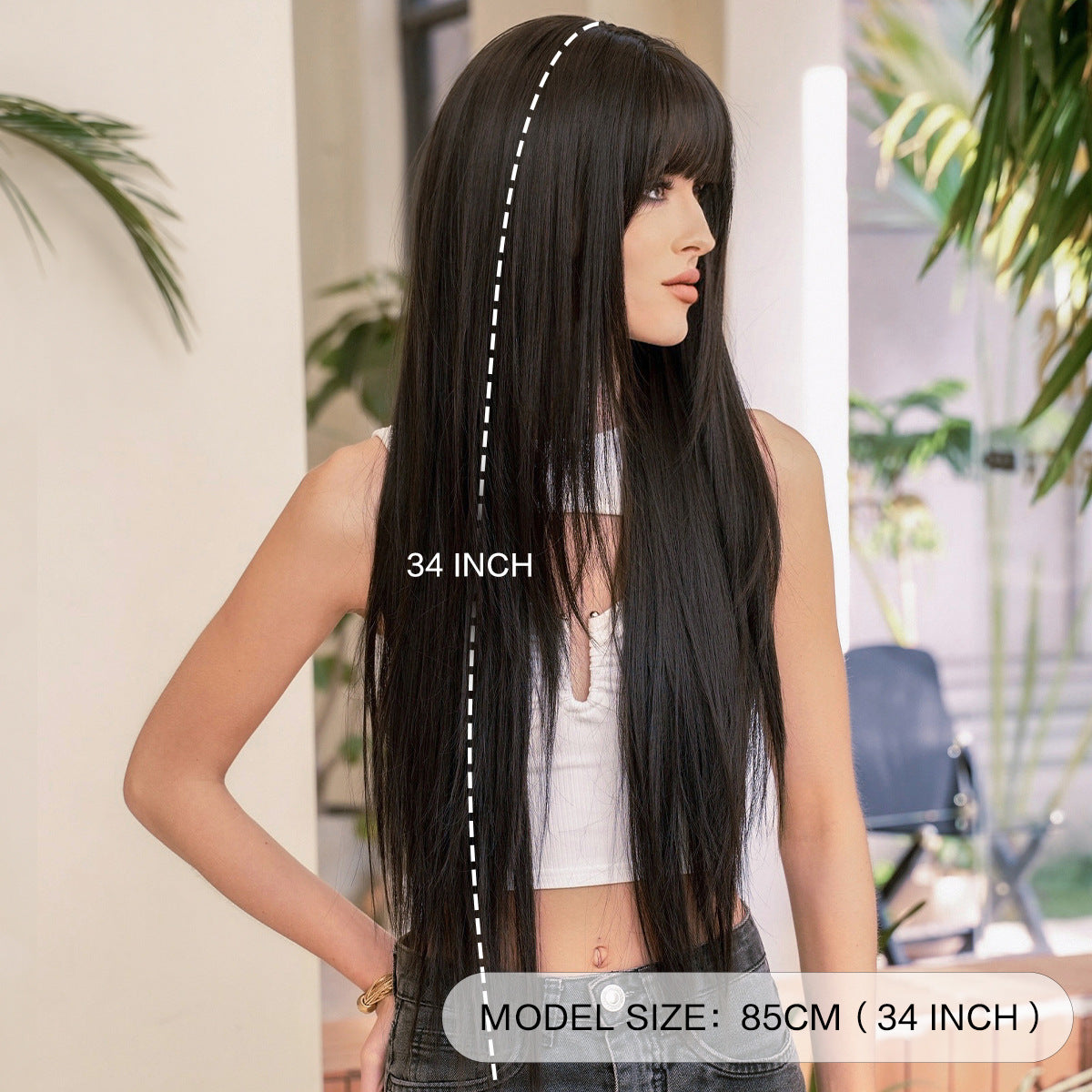 Extra Long Black Straight Wig