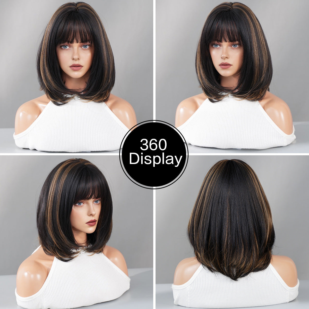 Black Bobo Short Straight Wig