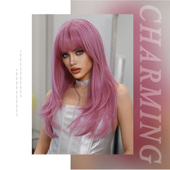 Pink Multi-Layered Long Straight Wig