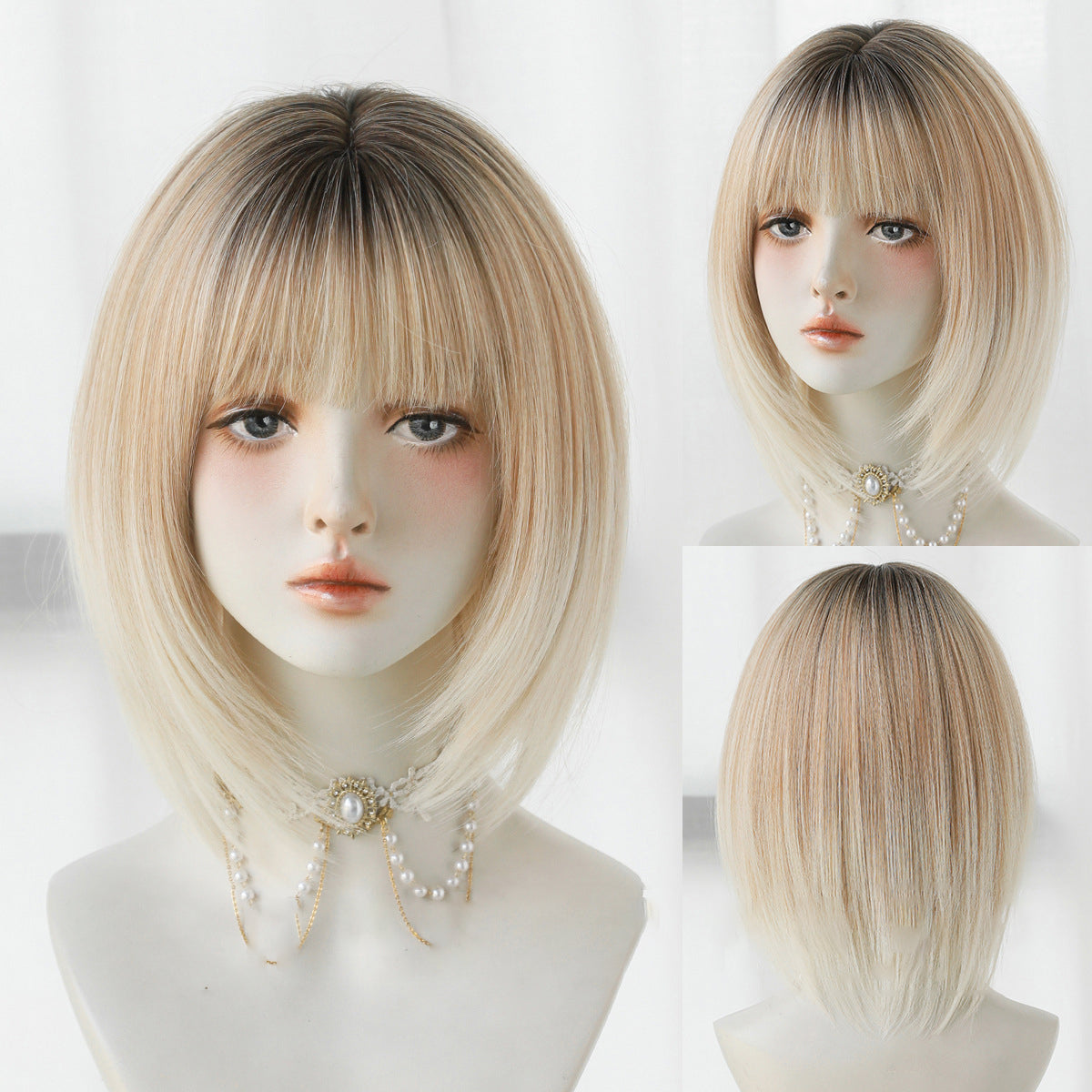 Elf Golden White Bob Short Wig