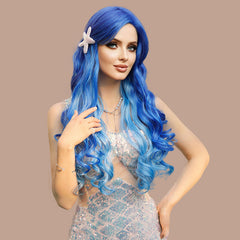 Halloween Ombre Ice Blue Roll Wig