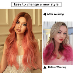 Halloween Ombre Pink Wavy Wig