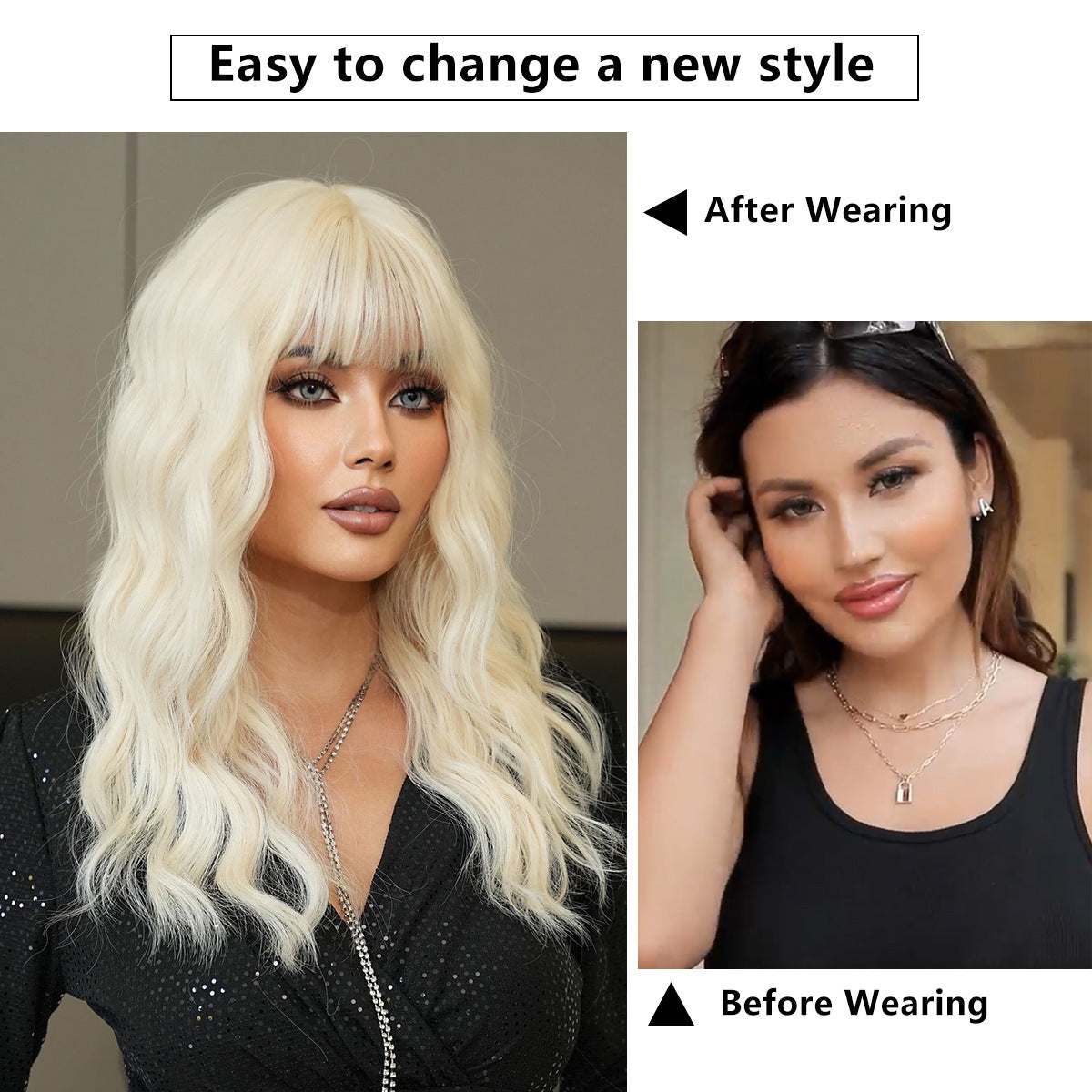 Mid-length Platinum Wig