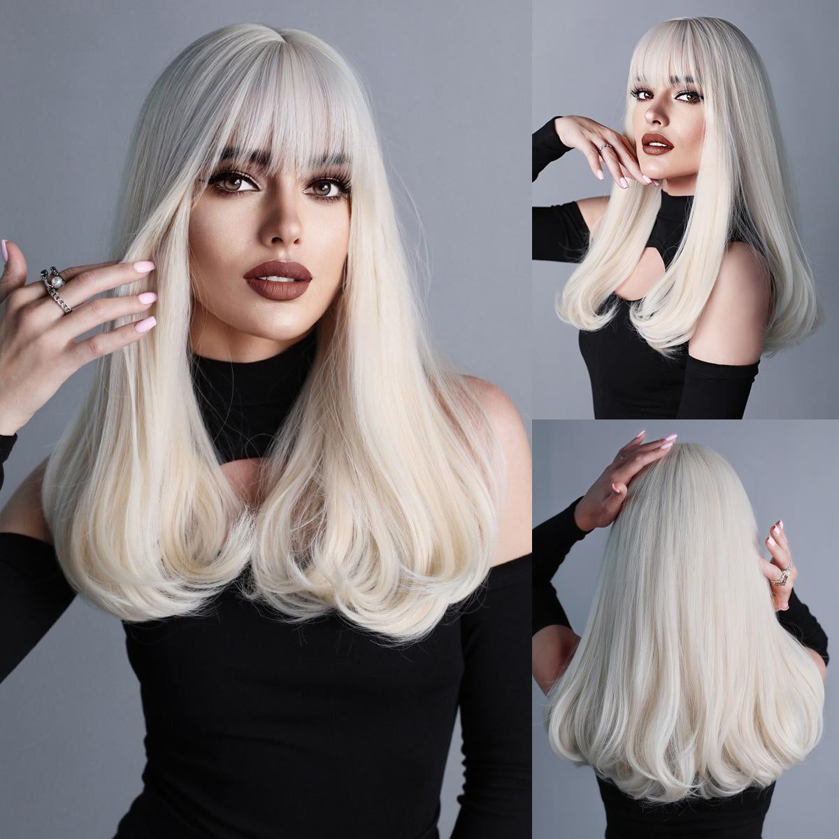 Wool Curly Platinum Long Wig