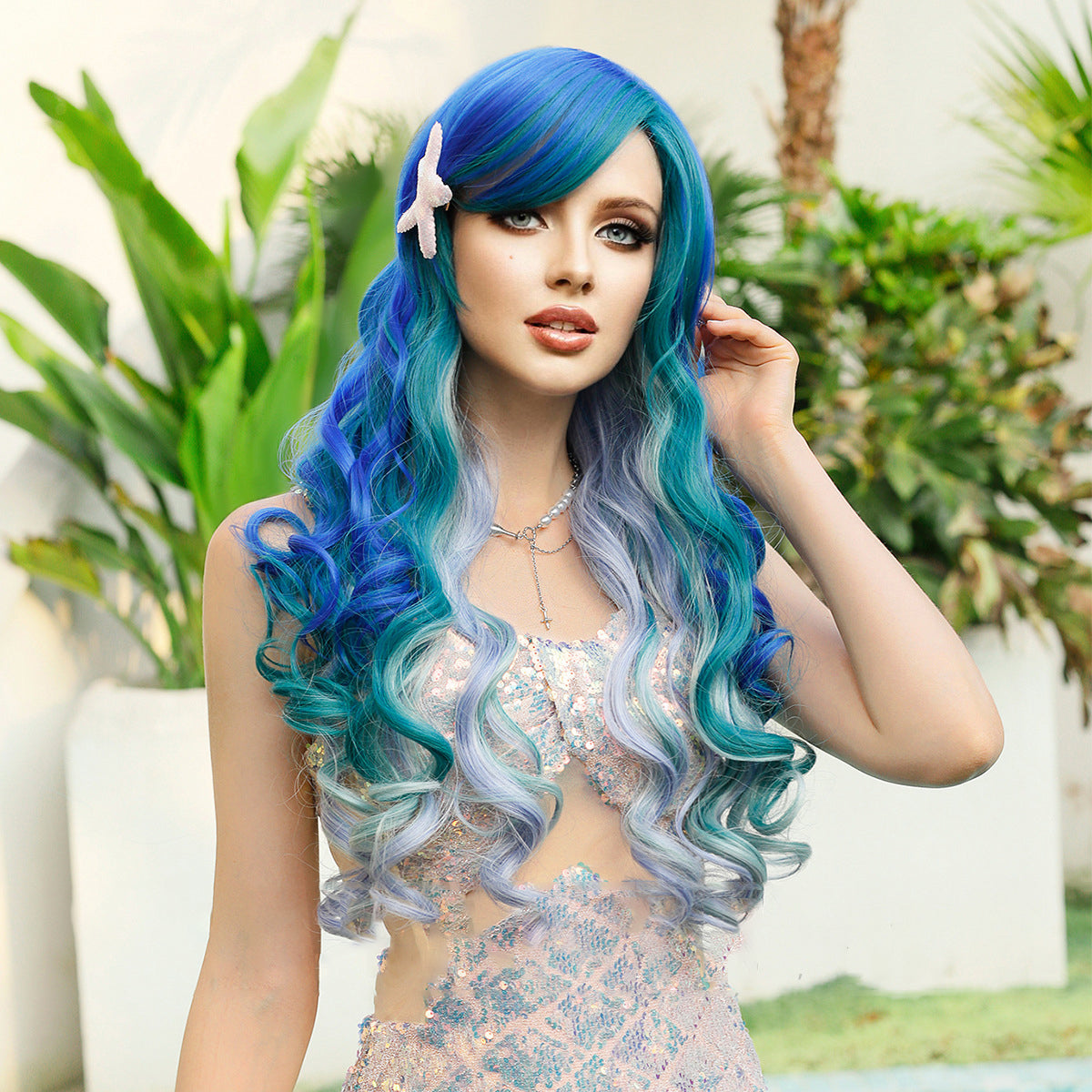 Blue Ombre Purple Mermaid Wave Wig