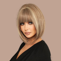 Bob Golden Brown Short Straight Wig