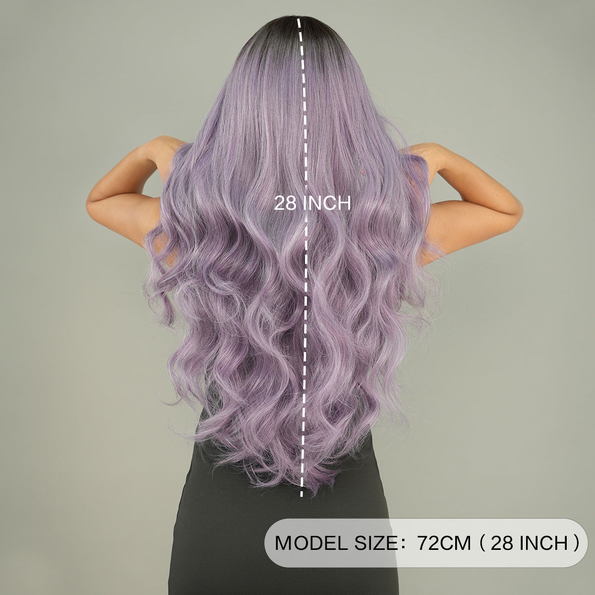 Gray Purple Long Wavy Wig