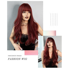 Red Brown Long Curly Wavy Wig