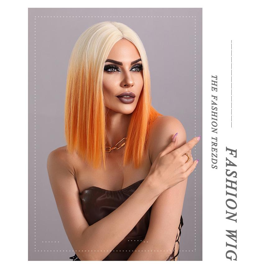 Lace Front Hand-Woven Orange Ombre Wig