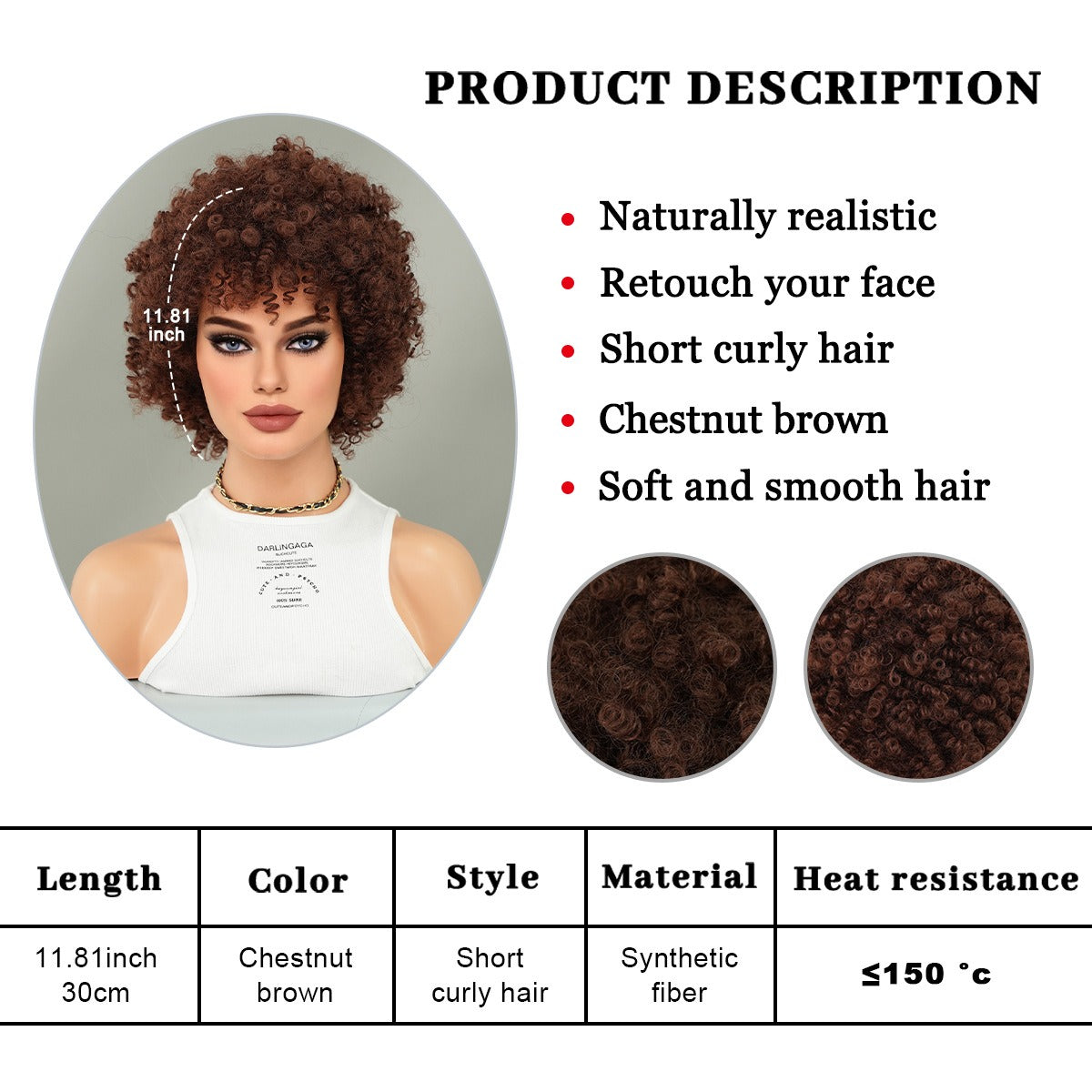 Elf Spring Coil Brown Short Wig