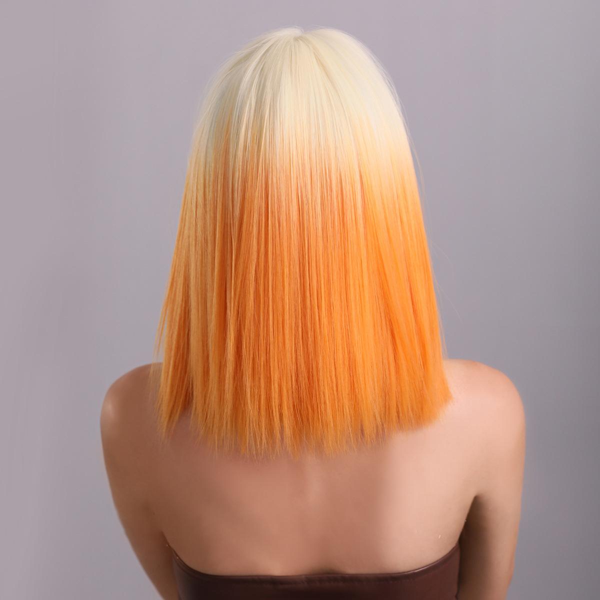 Lace Front Hand-Woven Orange Ombre Wig