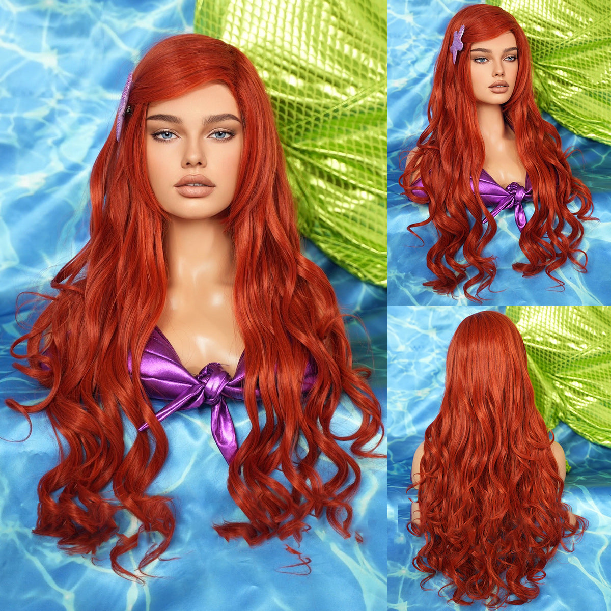 Mermaid Orange Long Wave Wig