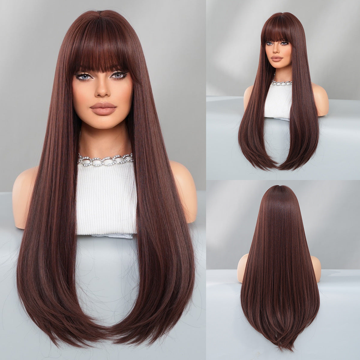 Inner Buckle Layered Red Brown Wig