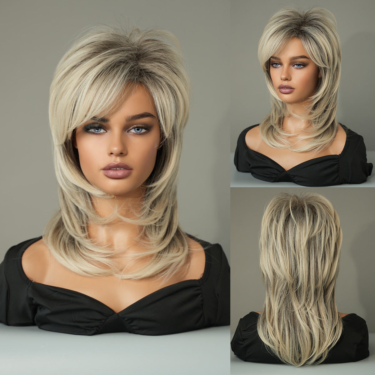 Retro Layered Beige Short Straight Wig