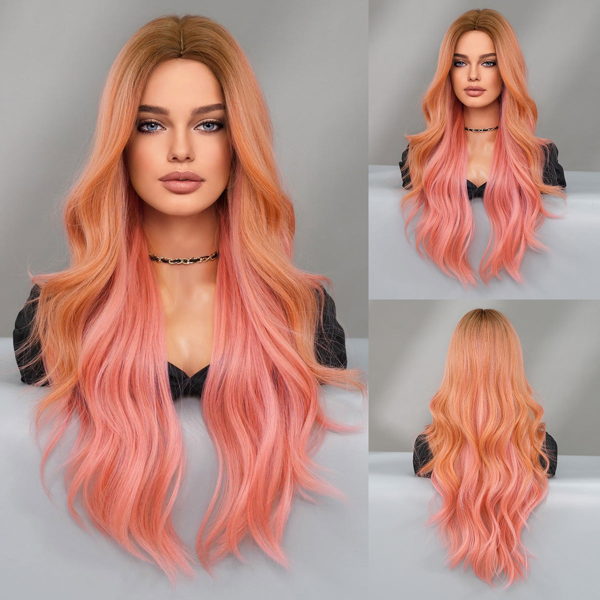 Halloween Ombre Pink Wavy Wig