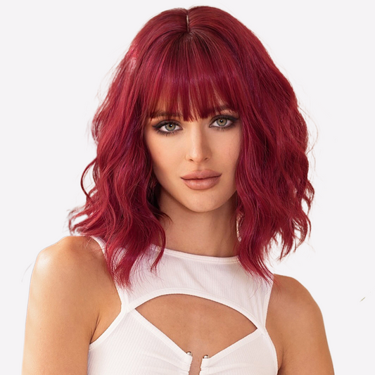 Wine Red Wavy Wig