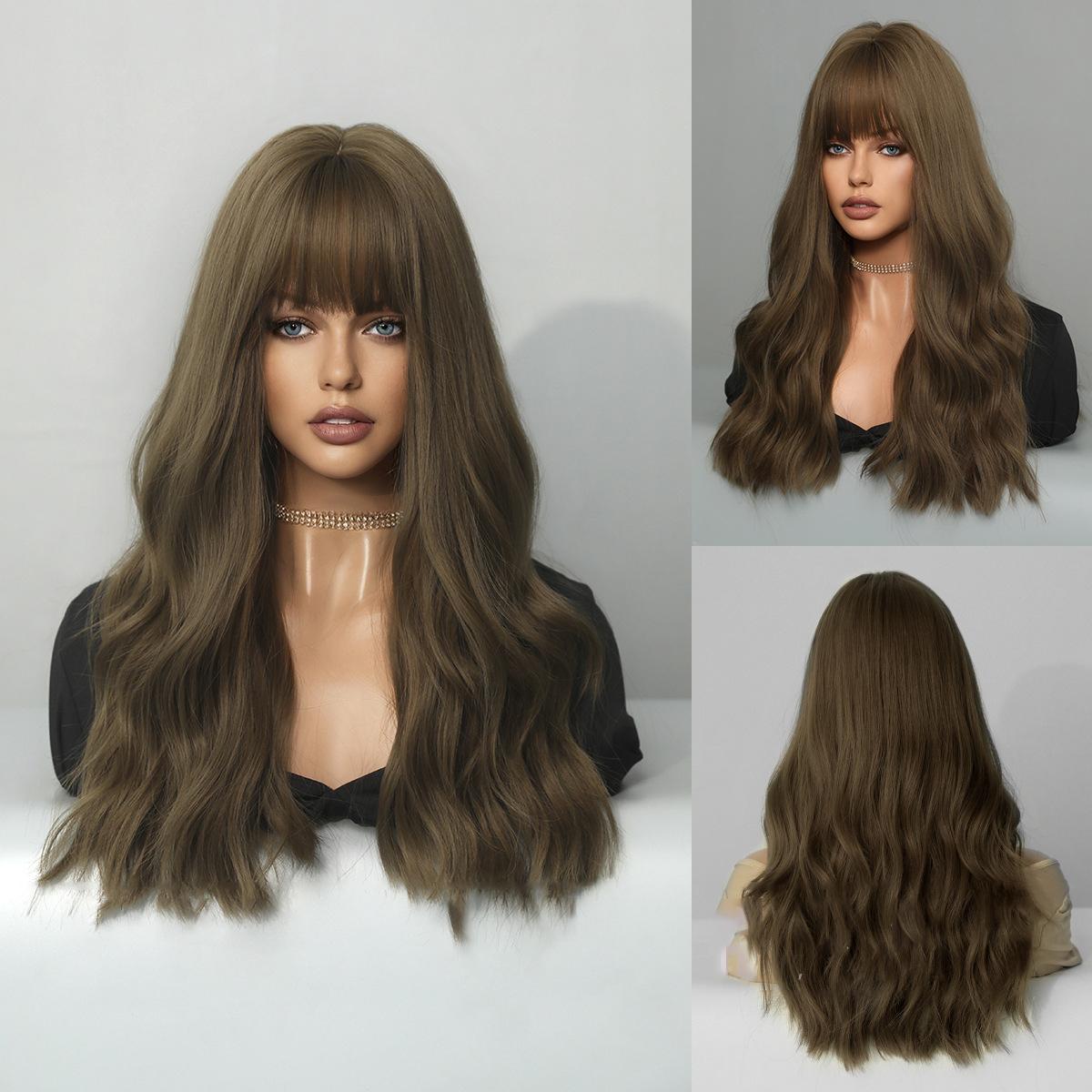 Brown Cyan Layered Long Straight Wig