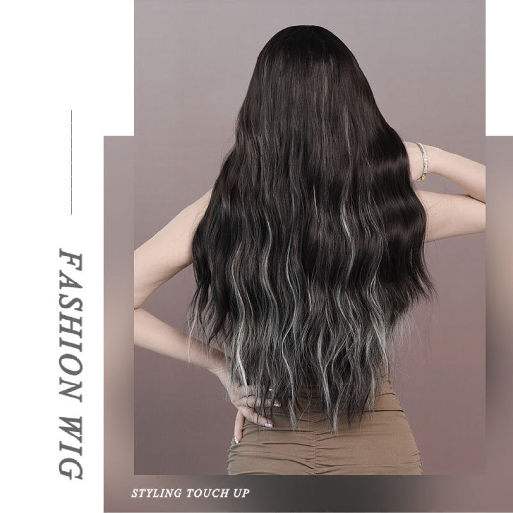 Skunk Stripes Long Wavy Wig