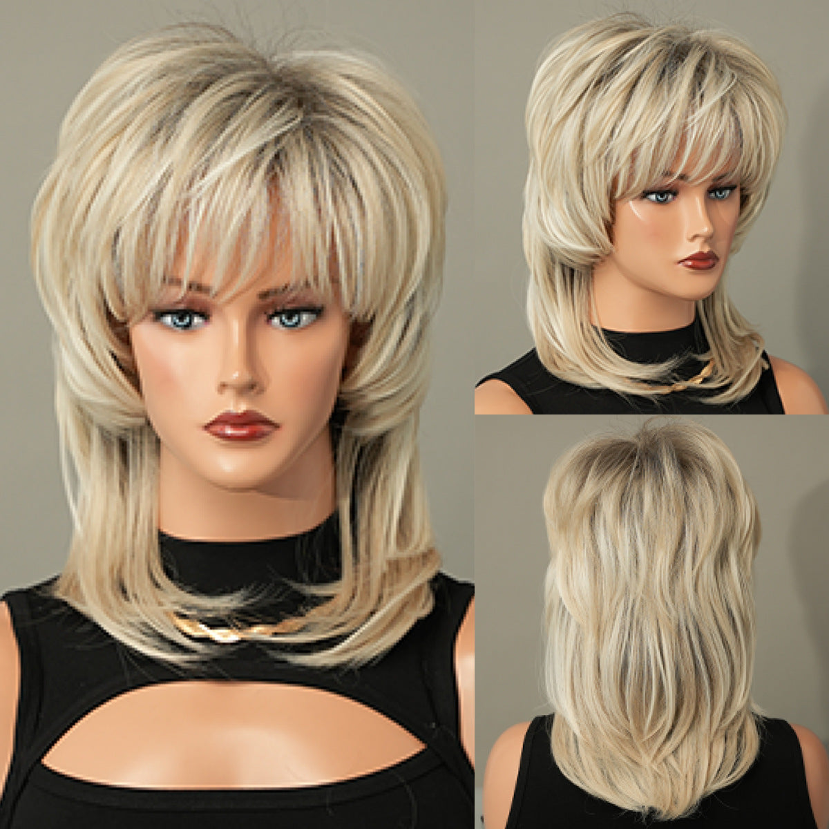 Retro Layered Beige Short Straight Wig