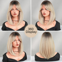 Ombre Blonde Short Straight Wig