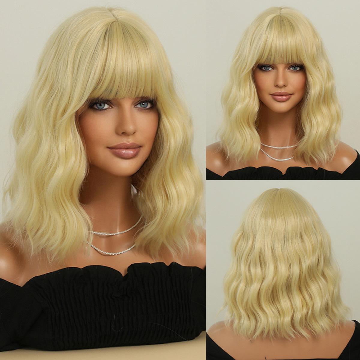 Orange Air Bangs Short Wave Wig