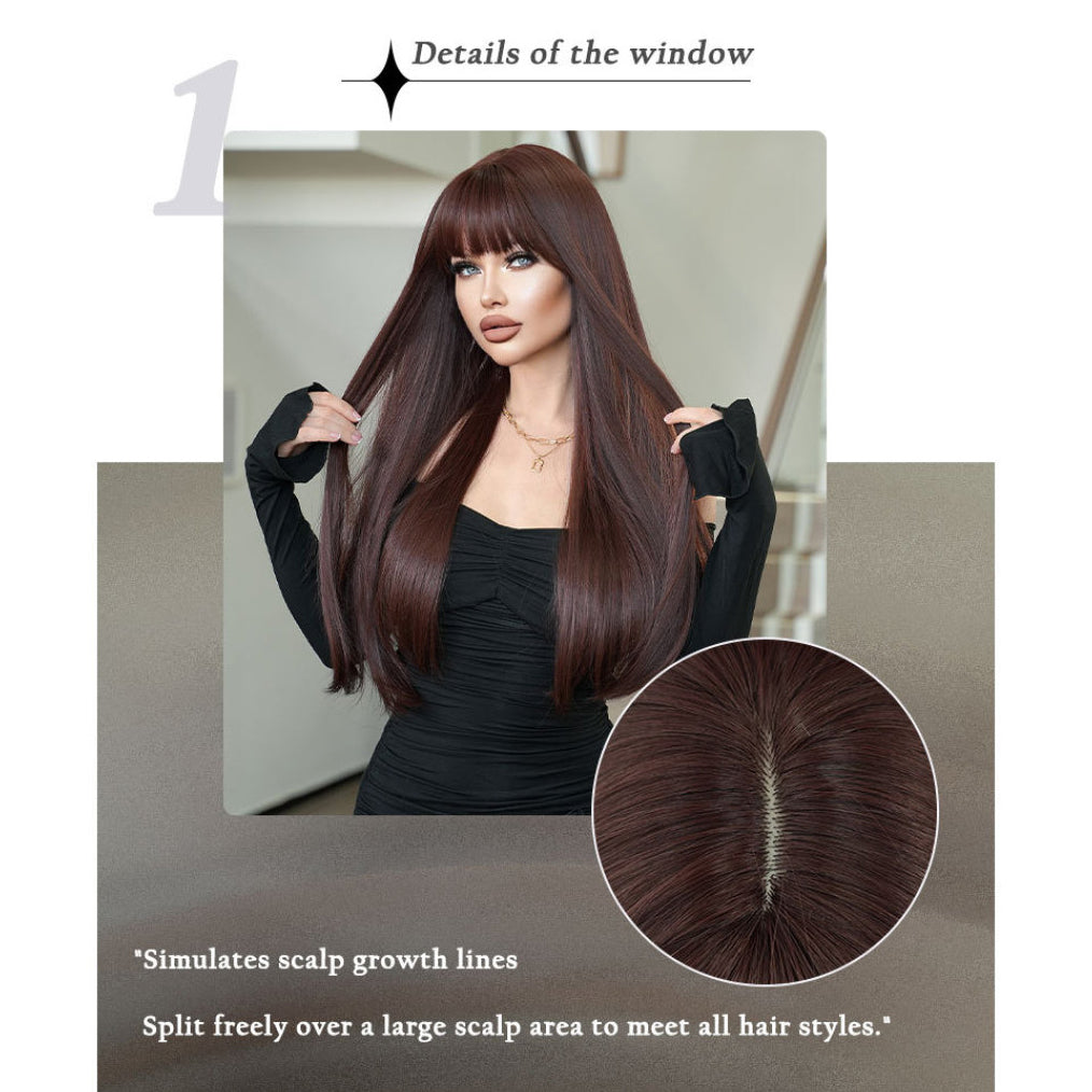 Inner Buckle Layered Red Brown Wig