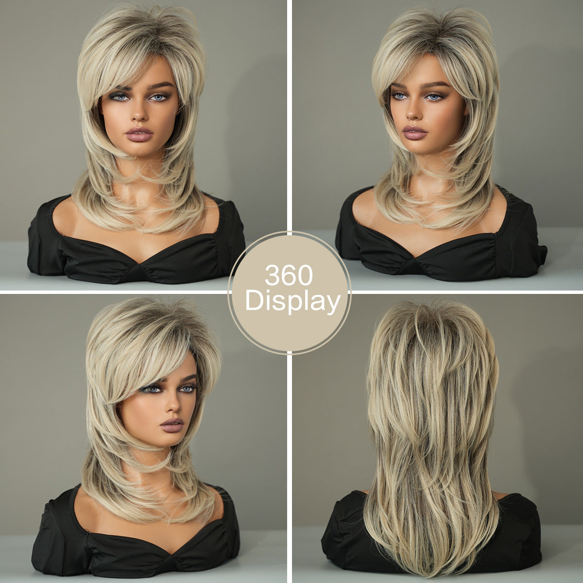 Retro Layered Beige Short Straight Wig