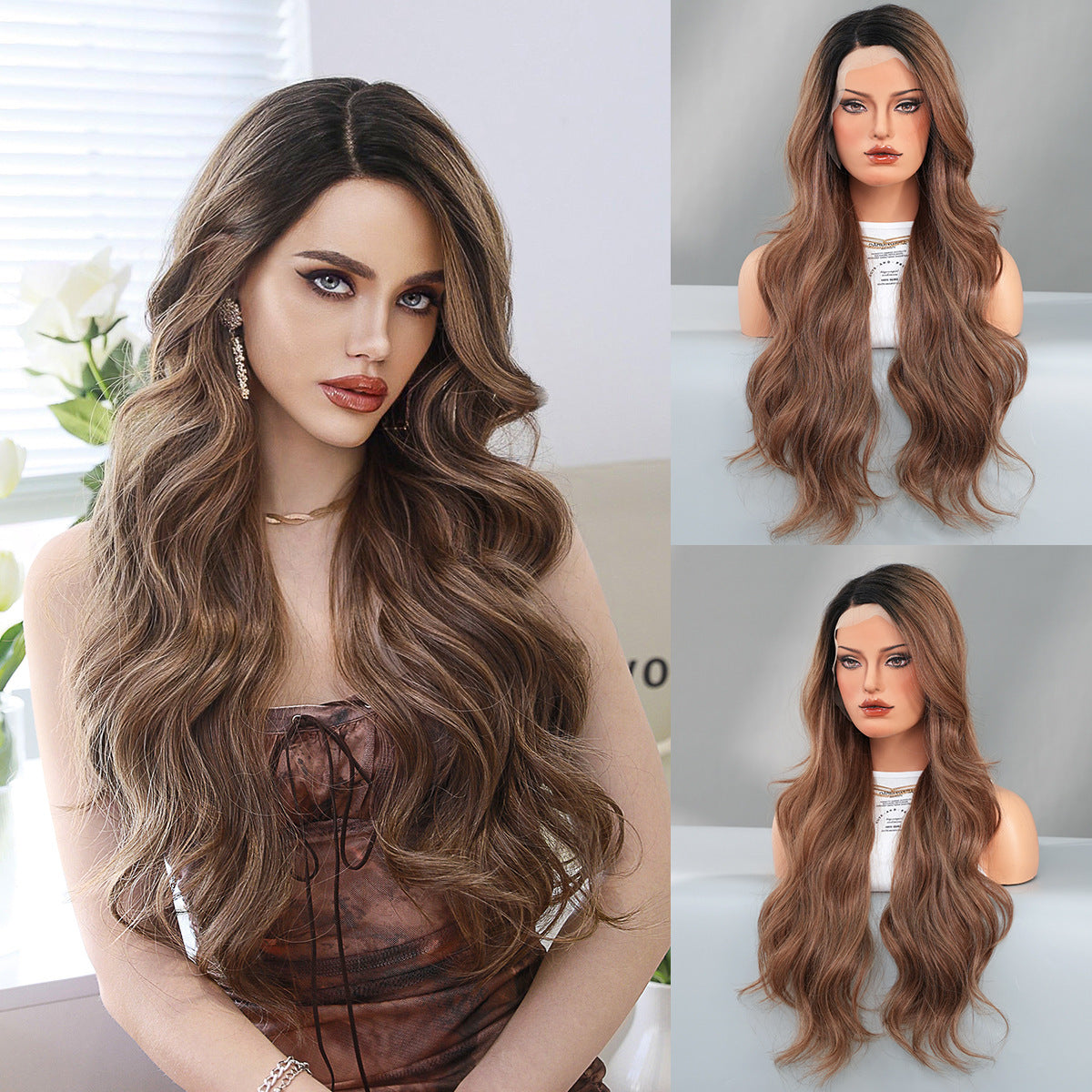 Lace Front Hand-Woven Black Wavy Wig