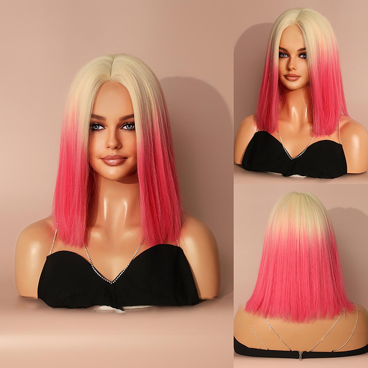 Lace Front Hand-Woven Pink Ombre Wig