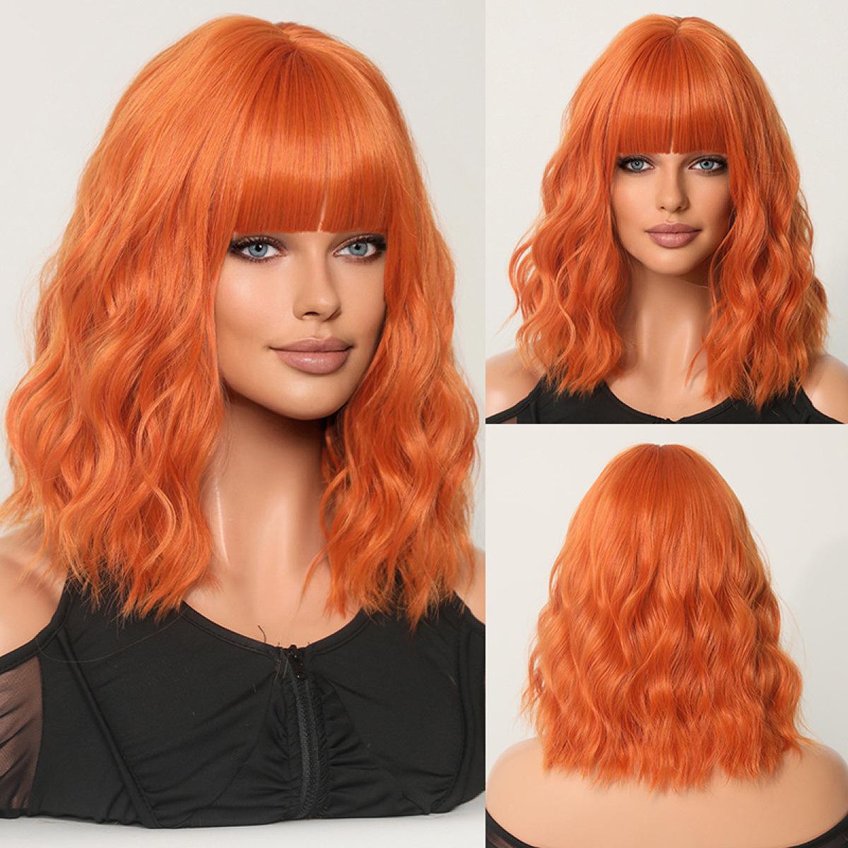 Orange Air Bangs Short Wave Wig