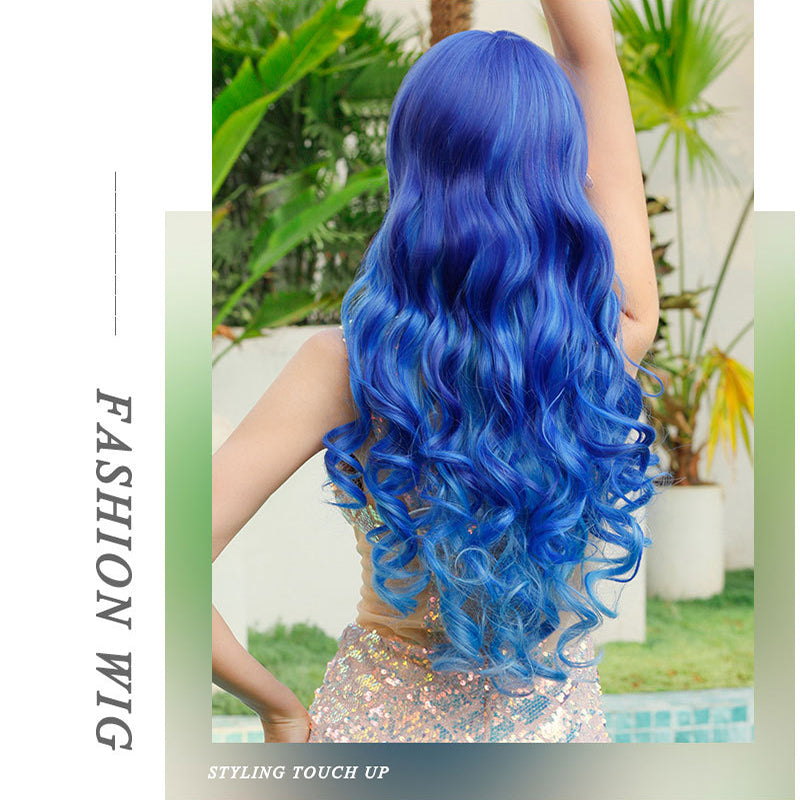 Halloween Ombre Ice Blue Roll Wig