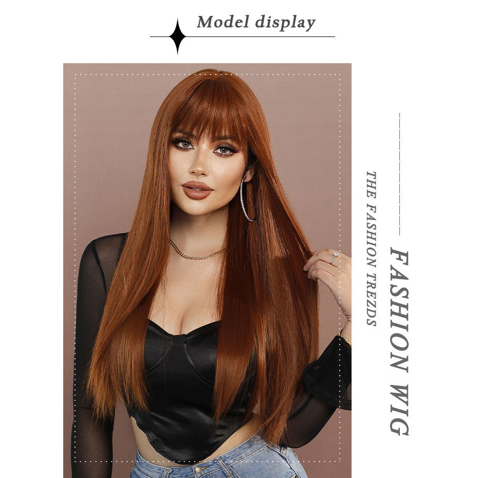 Caramel Brown Long Straight  Wig