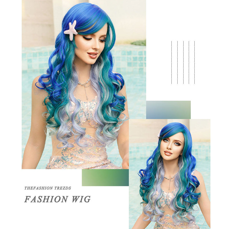 Blue Ombre Purple Mermaid Wave Wig