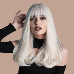 Wool Curly Platinum Long Wig