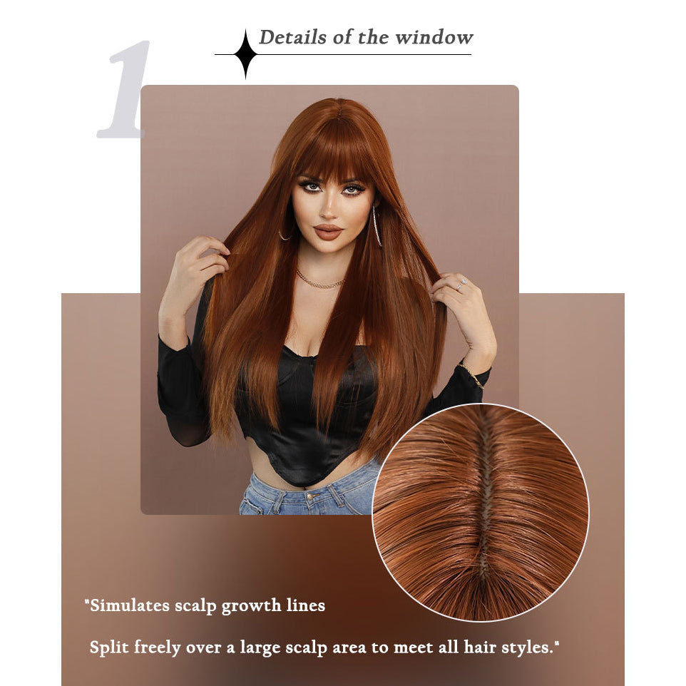 Caramel Brown Long Straight  Wig