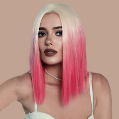 Lace Front Hand-Woven Pink Ombre Wig