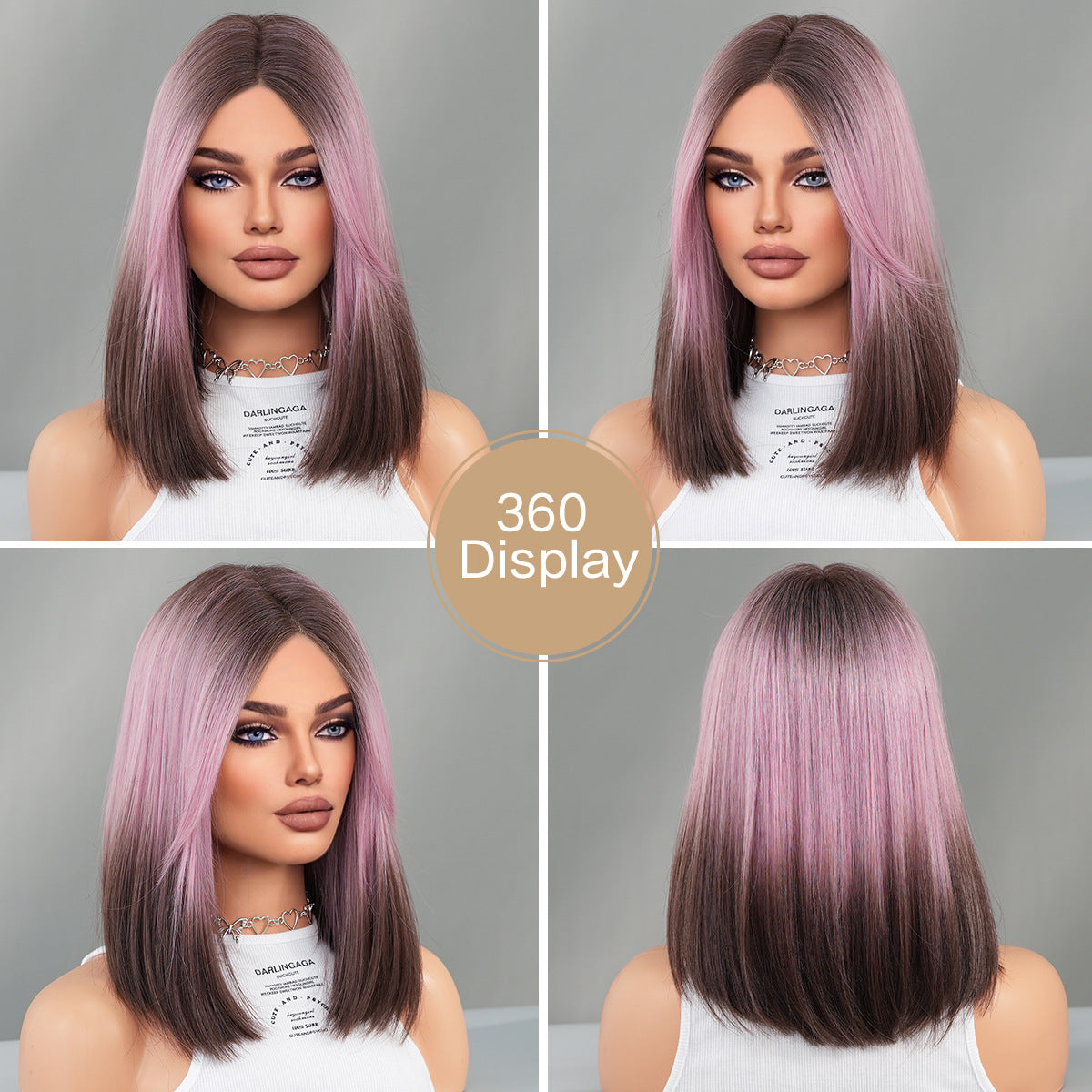 Pink Ombre Black Hand-Woven Lace Front Wig