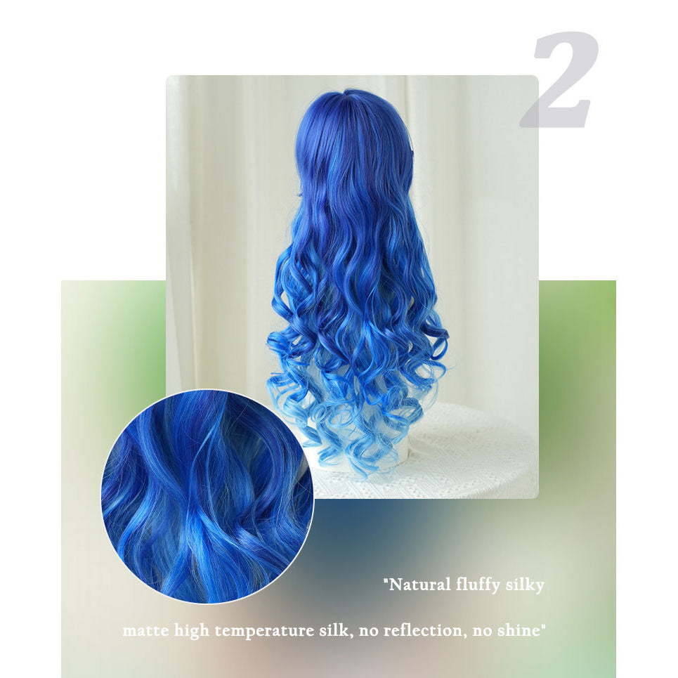 Halloween Ombre Ice Blue Roll Wig