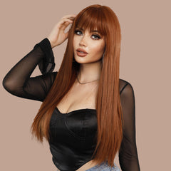 Caramel Brown Long Straight  Wig