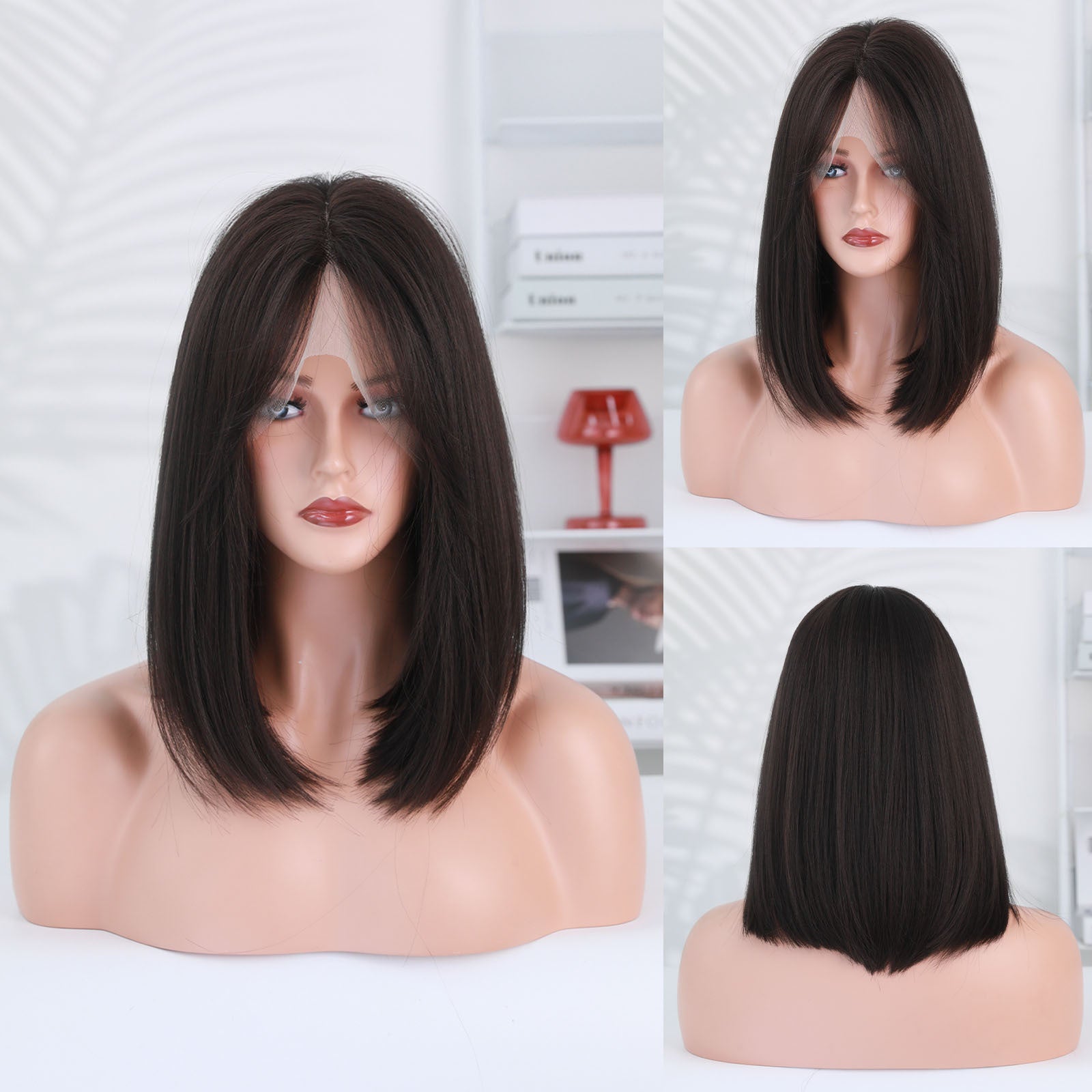 Pink Ombre Black Hand-Woven Lace Front Wig